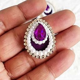Adikala Decorative Pan Shape Fancy Embroidered Appliqué Kundan Patches for Goddess & Laddu Gopal Dress Creation, Art & Craft DIY, Clothes, Blouse, Embroidery Work Set of 20 (Purple)-image-39