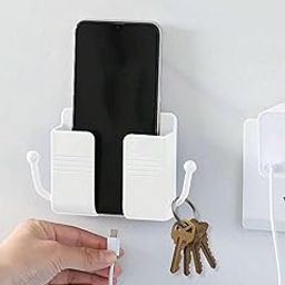 Whitecloud TRANSFORMING HOMES Wall Mounted Mobile Phone Organizer Stand with Hole for Phone Charging and Dual Key Chain Holders (PKH-3015) (Pack of 1)-image-91
