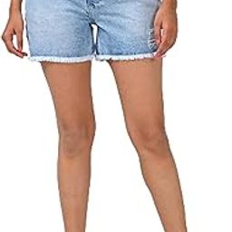 Mid-Rise Denim Shorts - Light Blue-image-87