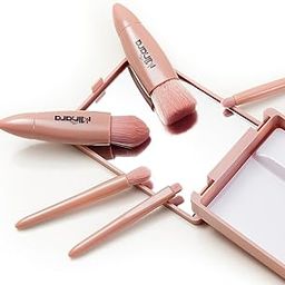 Minara Travel Friendly Makeup Brush Applicator Set Of 5 Box With Mirror (Nude) | Makeup Pouch For Women | Stylish Makeup Brush Set |-45