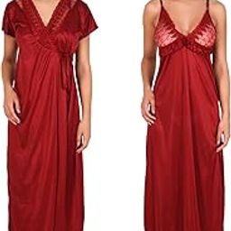 Satin Full Nighty with Robe - Pack of 2-image-105