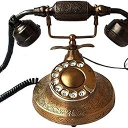 Decor Antique Brass Carving landline Telephone Vintage Collection Antique landline Telephone-picture-25