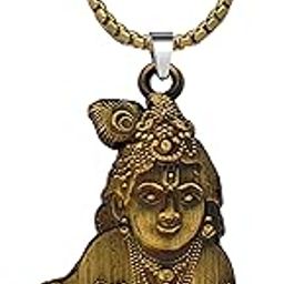 Bal Krishna Metal Pendant With 22 Inch Box Stainless Steel Chain | Little Krishna Necklace for Men & Women | Hindu Religious Spiritual Jewelry-image-21