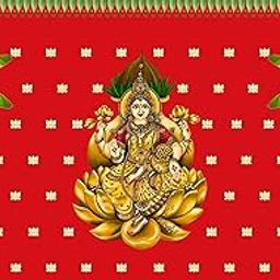Backdropon Traditional Varamahalakshmi Backdrop for Pooja Event Home Decoration Lakshmi Devi in Golden Lotus Background Curtain Cloth for Festival Size 5 Feet Height and 8 Feet Width(5 * 8)-picture-32