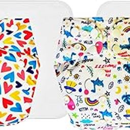 Dumbledo Premium Cloth Diaper with Cotton Insert (Pack of 2) | Dry Feel and Comfortable | 6-Layer Absorbent Pad | Travel Friendly | Ideal for Toddlers | 3 Months – 3 Years | Unisex Baby-image-1