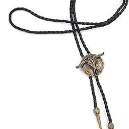 Retro Alloy Pendant Bolo Tie | Adjustable Genuine Leather Cowboy Necklace for Men & Boys-image-69
