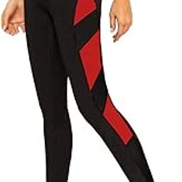 Neu Look Women Quick Dry Gym Yoga Workout Sports Tights | Outdoor Running Slim Fit Yoga Pants for Women | Women Leggings (Black Red, XL)-image-62
