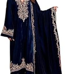 Saraswati Fashion Dark Blue Velvet Embriodered Top With Velvet Bottom & Embriodered Dupatta Pakistani Suit Dress Material For Women-picture-50
