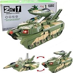 SHAKTISM 2-in-1 Transforming Aircraft and Tank Toy, Automatic Deformation Robot, Military Style Action Vehicle for Kids-picture-11