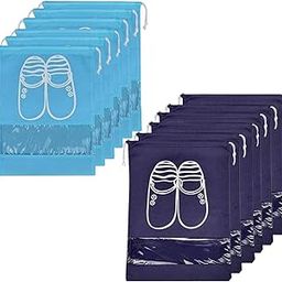 Travel Shoe Bags – Set of 12 Waterproof Shoe Storage Pouches with Drawstring & Transparent Window – Portable Packing Organizers for Men & Women (6 Aqua Blue + 6 Navy Blue, Multicolor)-image-26