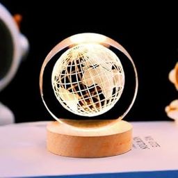 3D Crystal Globe Night Light, LED Illuminated Earth Design, Wooden Base, Decorative Table Lamp-image-36
