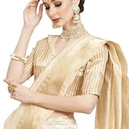 Off White & Golden Woven Design Saree-image-93