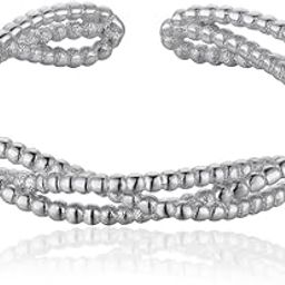 92.5 Sterling Silver Intertwined Beaded Ring, Stackable Adjustable Ring, Classics Collection, Gift for women and girls, BIS Hallmarked - Rhodium Polish-image-4