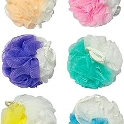 GOSHIV Bath Loofah Sponge Set, 6 Pack, Multi-Colour Two-Tone Design (OPBGYS PACK-6)-image-15