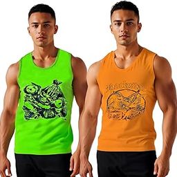 Men's Round Neck Gym Vest | Men Vest Gym | Men Vest Combo 2 | Polyester Printed Vest Pack of 2 | Stylish & Comfortable Vest |Regular Fit Sleeveless Gym Vest for Men (Pack of 2)-image-65