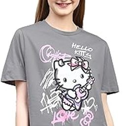 Official Hello Kitty Printed Regular Fit Tshirt for Women-image-35