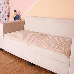 Amazon Brand - Umi 1 Seater Quilted Velvet Sofa Cover for Living Room | Washable | Furniture Protector for Pets & Kids | Beige Couch Slipcover for Home Décor (27x 24 Inches)-image-98