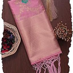 Women's Woven Jacquard Banarasi Silk Printed Dupatta/Chunni with Meena Work, Width 1 Meter, Length 2.5 Meter-picture-31