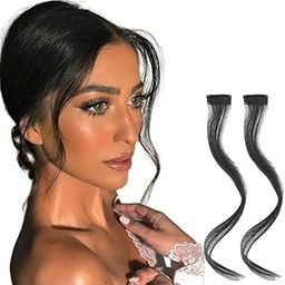 CHRONEX 2Pcs, 6Inchs Clip On Curtain Bangs Extension Hair/Real Hair Clip Hair Extensions-image-25