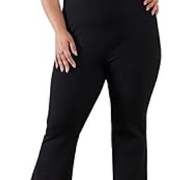 Black Bell Bottom 4-Way Stretch Trousers-image-24