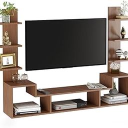 Burlyworth Dravin Engineered Wood Tv Unit for Living Room Wall Mount Tv Unit Hanging, Storage Unit, Set Top Box Stand, Tv Cabinet for Living Room for 32-42 Inch (Wenge & White) (Exotic Teak)-image-99