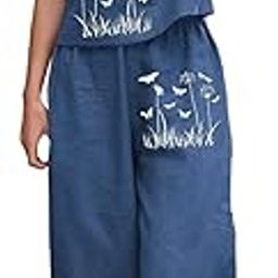 Women’s Casual Cotton Blend Linen Printed Co Ord Set Top and Bottom Matching Set-image-11