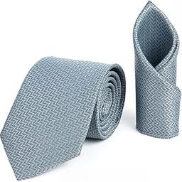 Formal Necktie for Men with Pocket Square, Mens Plaid Silk Necktie Gift Set for Men, Casual Formal Classy Tie-image-18