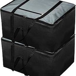 Homestic Moisture Proof Wardrobe Organizer Storage Bag For Clothes With Zipper Closure and Handle- Pack of 2 (Grey & Black)-HS43KUBMART26663-12