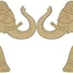 Cliths Mirror Facing Elephant Shape Cutout Craft Wooden Decor DIY Art Sign (Pack of 2)-image-87