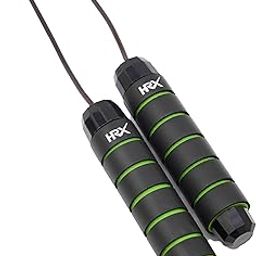 HRX Skipping Rope with Weights | Jump Rope for Men & Women | For Workout & Exercise | Green & Black-20