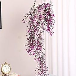 ARICK DECOR Artificial Hanging Bamboo Grass Green Plants Creeper (80 cm Tall, Yellow) (1-Hanging-Purple)-image-72