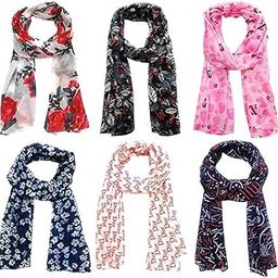 Printed Combo Scarfs for Girl's, Ladies and Women Light Weight and Soft Poly Cotton Fabric Scarves (Multicolor,S04-(Pack of 6)-10