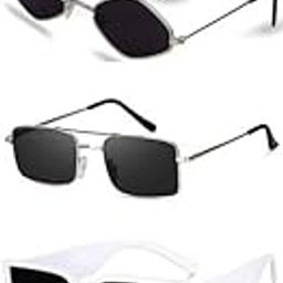Unisex combo offer pack of 5 shades Unisex Fashion Sunglasses Set, 5 Pairs, Metal Frame, Black and Silver - Combo5-7907-image-93