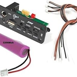 Bluetooth FM USB AUX Card MP3 Decoder Module With Mic Electronic Components Electronic Hobby Kit With 2200 Mah Battery (Set of 1)-78