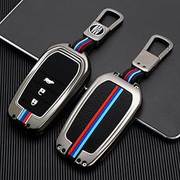 KMH Keychain Metal Shell & Soft Silicone Full Protection Key Case Holder Compatible with Toyota Fortuner | Fortuner Legender | Innova Hycross 3 Button Smart Key-picture-24