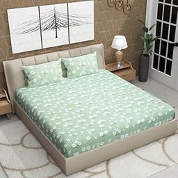 THE FURNISHING WAREHOUSE ,Delta Collection 148 TC Breathable Supersoft Fabric, 1 Flat Double Bedsheet with 2 pcs Pillow Cover (Green)-image-52