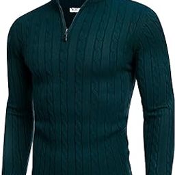Men's Acrylic Full Sleeve High Neck Half Zipper Sweater for Men, Cable Knitted Cardigan for Men-image-70