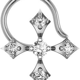 18k (750) White Gold and Diamond Nose Ring-image-48
