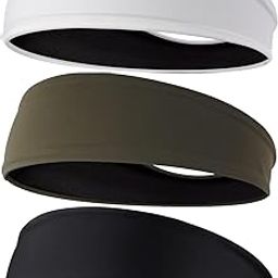 PAROPKAR 3-Pack Head Band for Men, Sport Sweatbands for Running Fitness Yoga Cycling, Sweat Wicking Non Slip for Unisex (Black Olive White)-picture-17