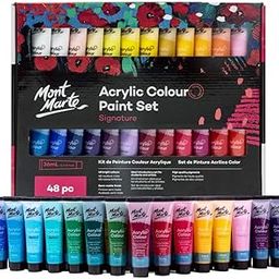Mont Marte Acrylic Paint Set 48 Colors 36ml, Suitable for Canvas, Wood, MDF, Leather, Air-Dried Clay, Plaster, Cardboard, Paper and Crafts, Multicolour-11