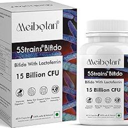 Meibotan Bifidobacterium 5 Strains with 15 Billion CFU with Lactoferrin For Men & Women | Gut Support, Digestion, Immunity Support, Detox & Cleanse, 60 Veg Capsules-89