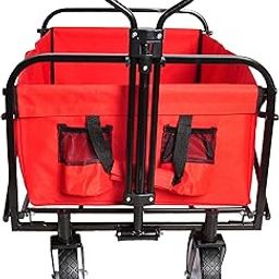 Outdoor Utility Wagon Cart, Garden Collapsible Folding Shopping Wagon Cart ,RED-image-83