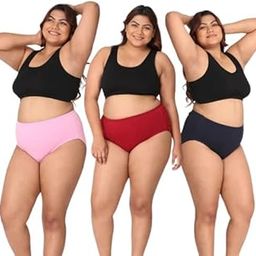 Plus Size Women’s Cotton Panty Set – Highwaist Full Coverage Stretchable,Soft, Breathable Briefs Innerwear for Women – Comfortable Multicolor Underwear (Pack of 3)-image-29