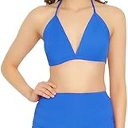 /Aoba Women's Halter Neck Solid Bikini Set for Beachwear, Made of Nylon, Bra & Skirt Co-Ord Set for Swimwear, Lightweight, Breathable, Stylish Top & Skirt Set for Pool,Vacation & Resort Looks-image-14