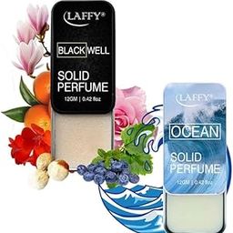 LAFFY Alcohol Free BLACK WELL & OCEAN Solid Perfumes | Wax Perfumes for Men & Women | Non-Greasy Cologne | Strong & Lasting Fragrance | Gifting Pack for Him & Her,12 gm (Set of 2)-1
