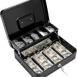 AIDROM MART Cash Box with Key & Money Tray | Metal Money Box Large Size-image-44