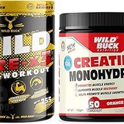 WILD BUCK Wild Pre-X3 Hardcore Pre-Workout Supplement Powder, Energy Drink Monohydrate, Men,Women [30-60 Servings, Watermelon Twist, 255G] + Reduce Fatigue, [50 Servings, Orange]-21
