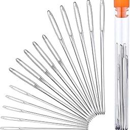 HASTHIP� Wool Knitting Needle Set, Stainless Steel Big Eye Needle, Wool Knitting Needle, Tatting Needle, Knitting Needle Set Steel with Clear Bottle, Perfect for Crochet Projects (15pcs)-image-68