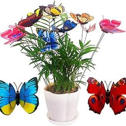Colorfull Flying Butterfly Stakes 10 pcs,Waterproof Butterfly Stakes Garden Ornaments, Home Decoration Outdoor Courtyard Flower Pot Flower Bed Decorative Butterfly 7X5.5Cm Pack of 10 (Pack of 10)-image-57