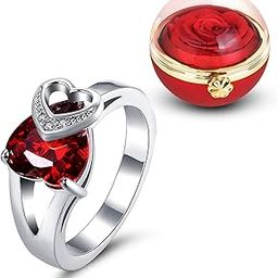Queen Heart' Red Austrian Crystal 18K Gold Plated Ring for Women and Girls-image-58